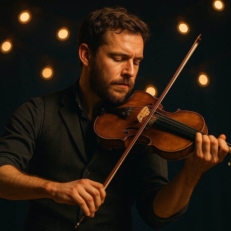 Fiddle player leading the ceilidh